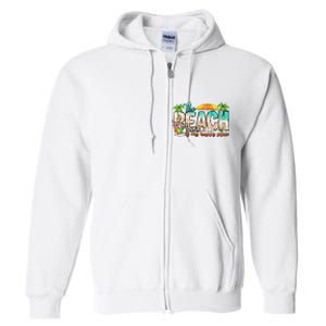 The Beach Is My Happy Place Vacation Summer Full Zip Hoodie