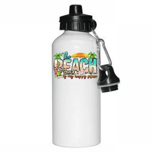 The Beach Is My Happy Place Vacation Summer Aluminum Water Bottle