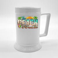 The Beach Is My Happy Place Vacation Summer Beer Stein