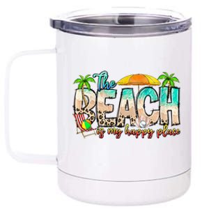 The Beach Is My Happy Place Vacation Summer 12 oz Stainless Steel Tumbler Cup