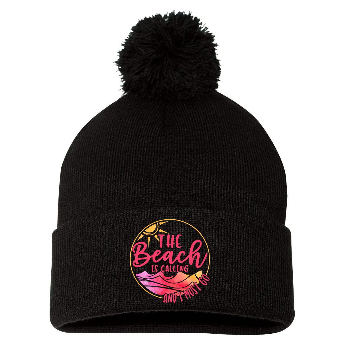 The Beach Is Calling And I Must Go Pom Pom 12in Knit Beanie