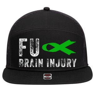 Traumatic Brain Injury Awareness Fu Traumatic Brain Injury 7 Panel Mesh Trucker Snapback Hat