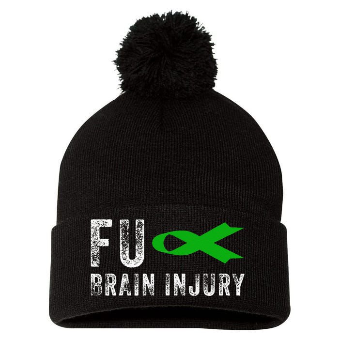 Traumatic Brain Injury Awareness Fu Traumatic Brain Injury Pom Pom 12in Knit Beanie