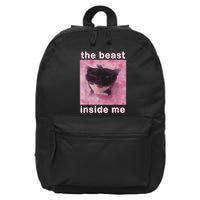 The Beast Inside Me Funny Cat Meme Sarcastic Inappropriate 16 in Basic Backpack