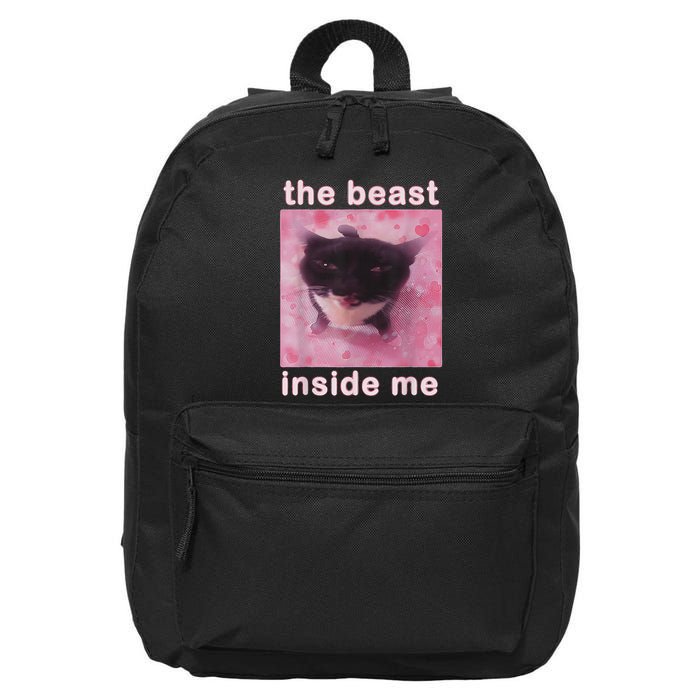 The Beast Inside Me Funny Cat Meme Sarcastic Inappropriate 16 in Basic Backpack