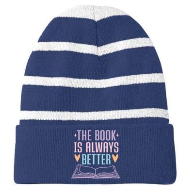 The Book Is Always Better Books Lover Striped Beanie with Solid Band