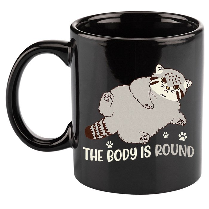 The Body Is Round Pallas Cat Funny Cute Pallas Cat Lover 11oz C Handle Ceramic Mug