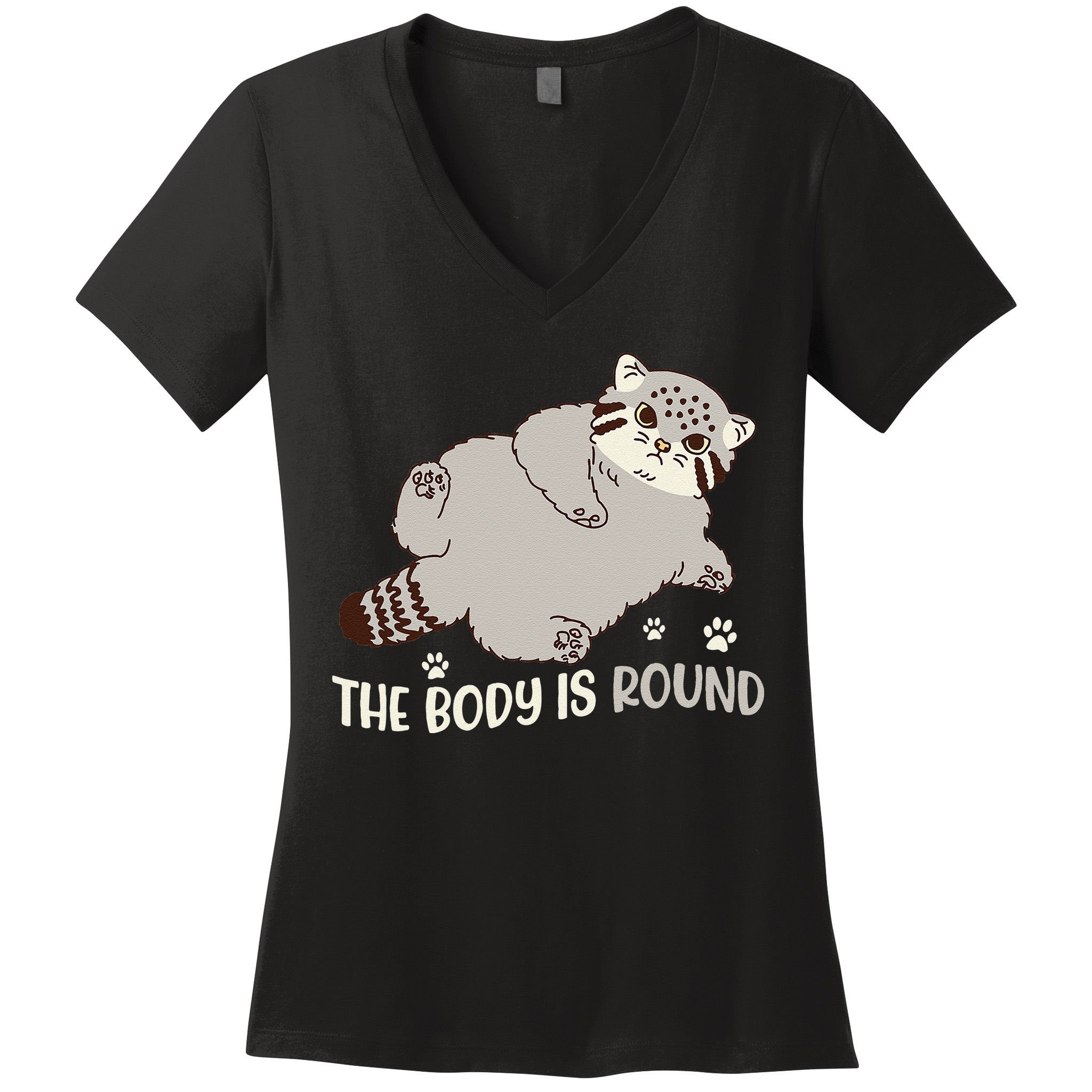 The Body Is Round Pallas Cat Funny Cute Pallas Cat Lover Women's V-Neck T-Shirt