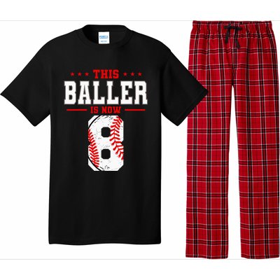 This Baller Is Now 8 Birthday Baseball Theme Bday Party Pajama Set