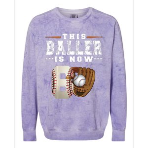 The Baller Is Now Baseball Player Lover Trending Gift Idea Colorblast Crewneck Sweatshirt