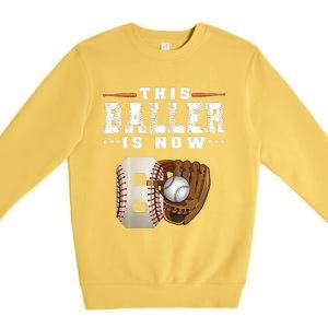 The Baller Is Now Baseball Player Lover Trending Gift Idea Premium Crewneck Sweatshirt