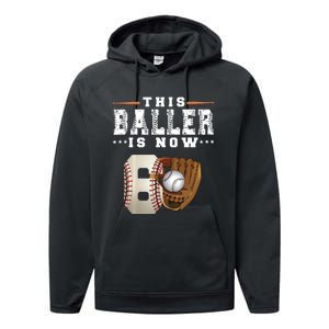 The Baller Is Now Baseball Player Lover Trending Gift Idea Performance Fleece Hoodie