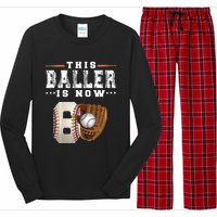 The Baller Is Now Baseball Player Lover Trending Gift Idea Long Sleeve Pajama Set