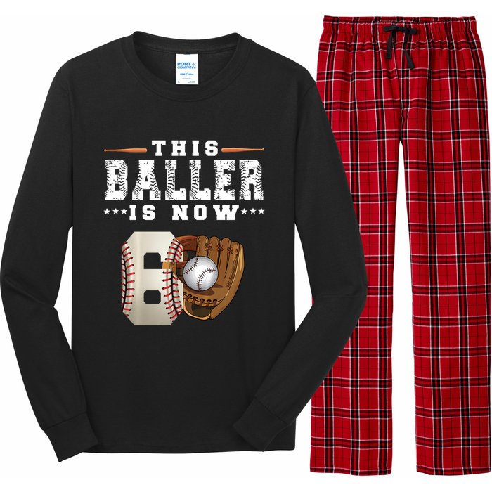 The Baller Is Now Baseball Player Lover Trending Gift Idea Long Sleeve Pajama Set