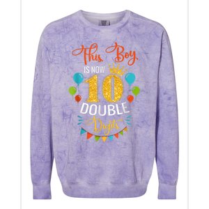 This Boy is Now Double Digits, Birthday Boy 10 year old Colorblast Crewneck Sweatshirt