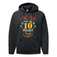 This Boy is Now Double Digits, Birthday Boy 10 year old Performance Fleece Hoodie