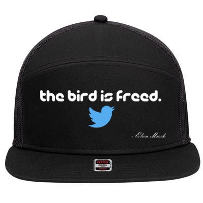 The Bird Is Freed Musk Quote 7 Panel Mesh Trucker Snapback Hat