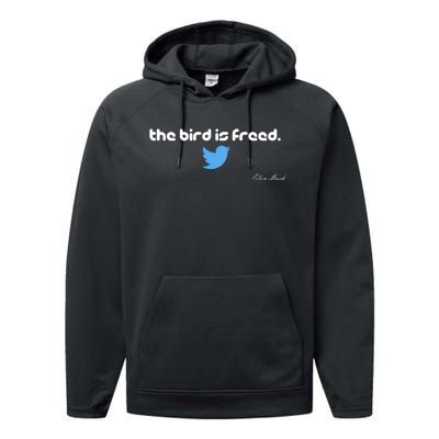 The Bird Is Freed Musk Quote Performance Fleece Hoodie