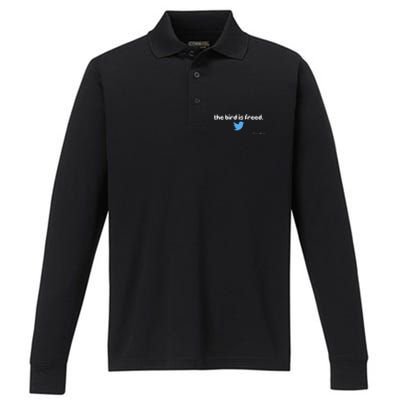 The Bird Is Freed Musk Quote Performance Long Sleeve Polo