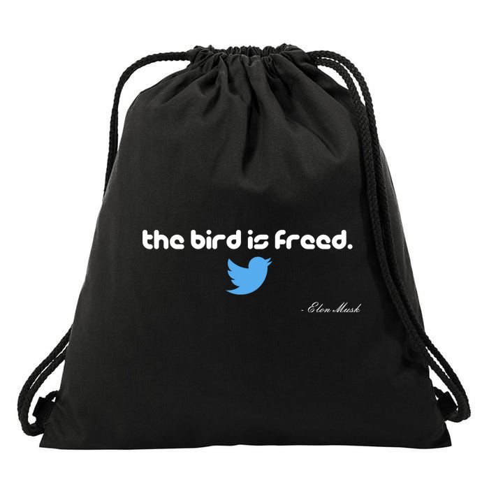 The Bird Is Freed Musk Quote Drawstring Bag