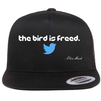 The Bird Is Freed Musk Quote Flat Bill Trucker Hat