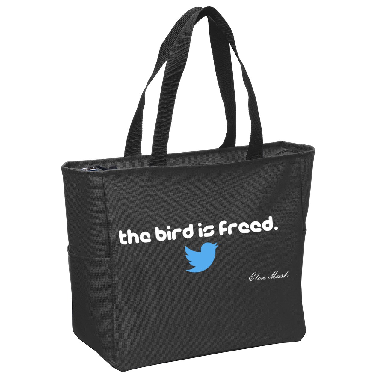 The Bird Is Freed Musk Quote Zip Tote Bag