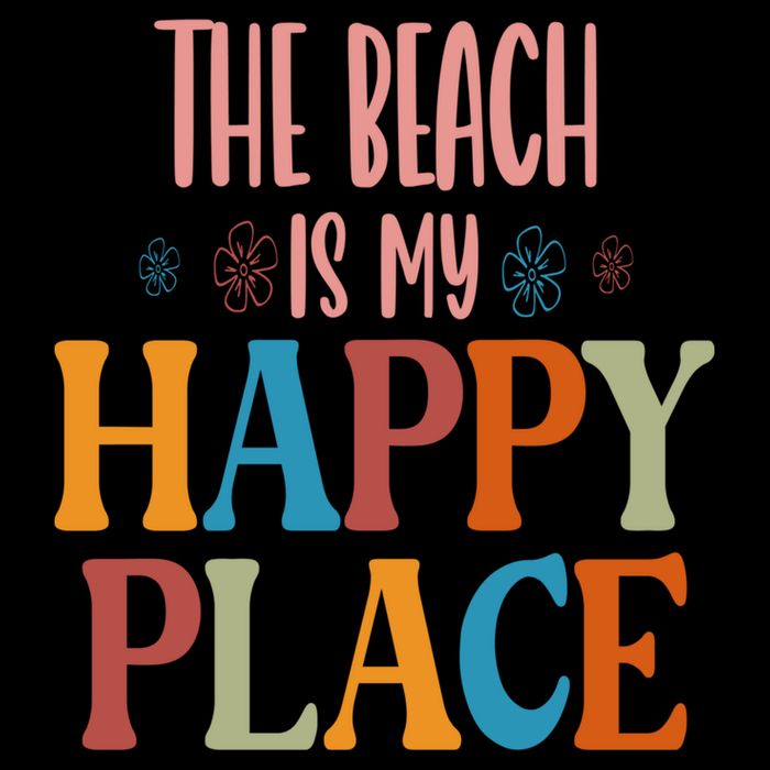 The Beach Is My Happy Place Beach Funny Gift Drawstring Bag
