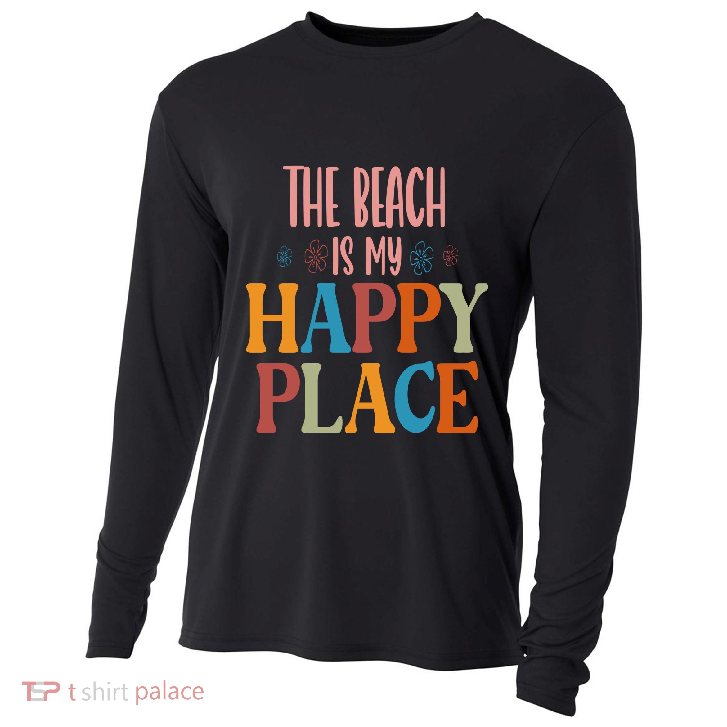 The Beach Is My Happy Place Beach Funny Gift Cooling Performance Long Sleeve Crew
