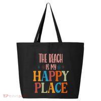 The Beach Is My Happy Place Beach Funny Gift 25L Jumbo Tote