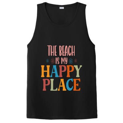 The Beach Is My Happy Place Beach Funny Gift PosiCharge Competitor Tank