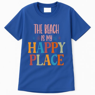 The Beach Is My Happy Place Beach Funny Gift Tall T-Shirt