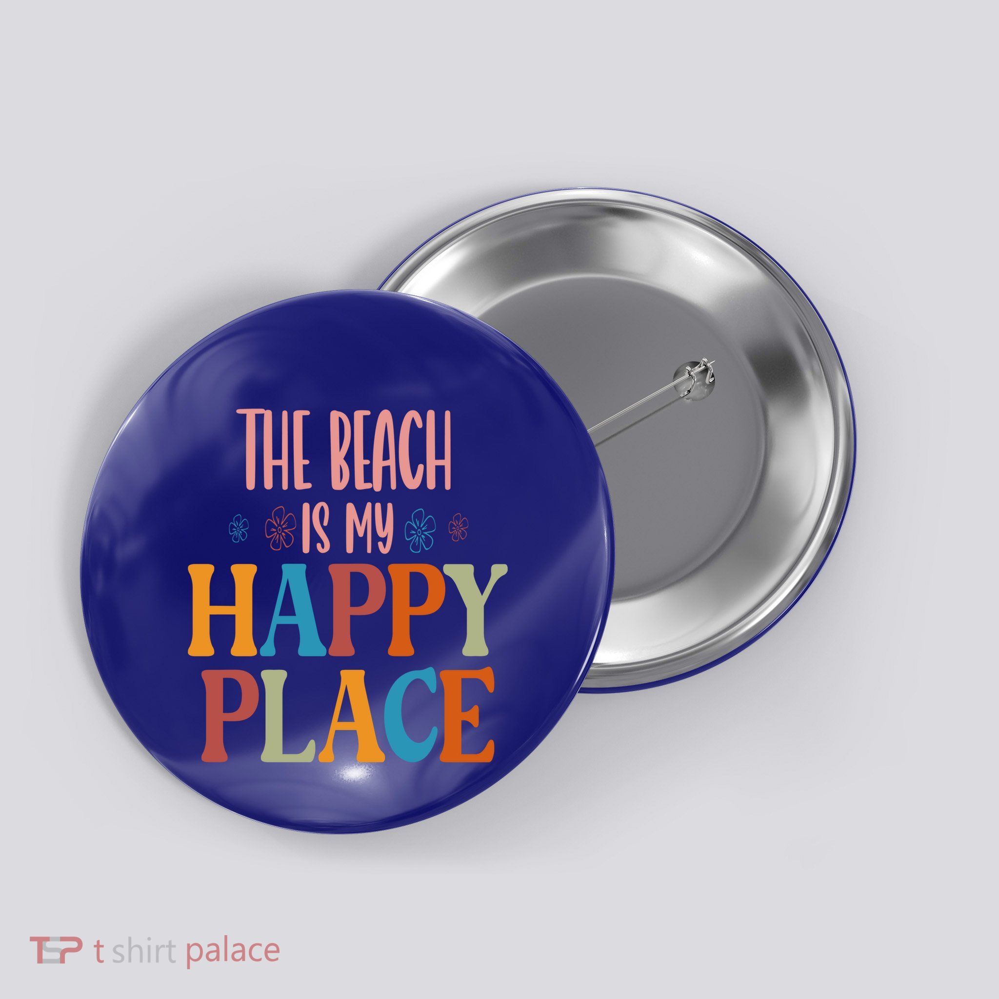 The Beach Is My Happy Place Beach Funny Gift Button
