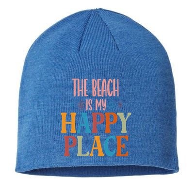 The Beach Is My Happy Place Beach Funny Gift Sustainable Beanie
