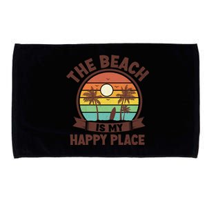 The Beach Is My Happy Place Beach Trip Retro Summer Vacation Cool Gift Microfiber Hand Towel