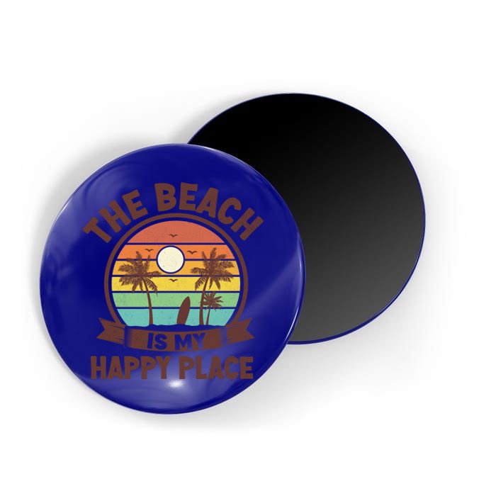 The Beach Is My Happy Place Beach Trip Retro Summer Vacation Cool Gift Magnet