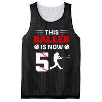 This Baller Is Now 5 Baseball 5th Bday 5 Years Old Mesh Reversible Basketball Jersey Tank