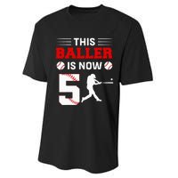 This Baller Is Now 5 Baseball 5th Bday 5 Years Old Performance Sprint T-Shirt