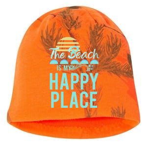 The Beach Is My Happy Place Design Cute Gift Kati - Camo Knit Beanie