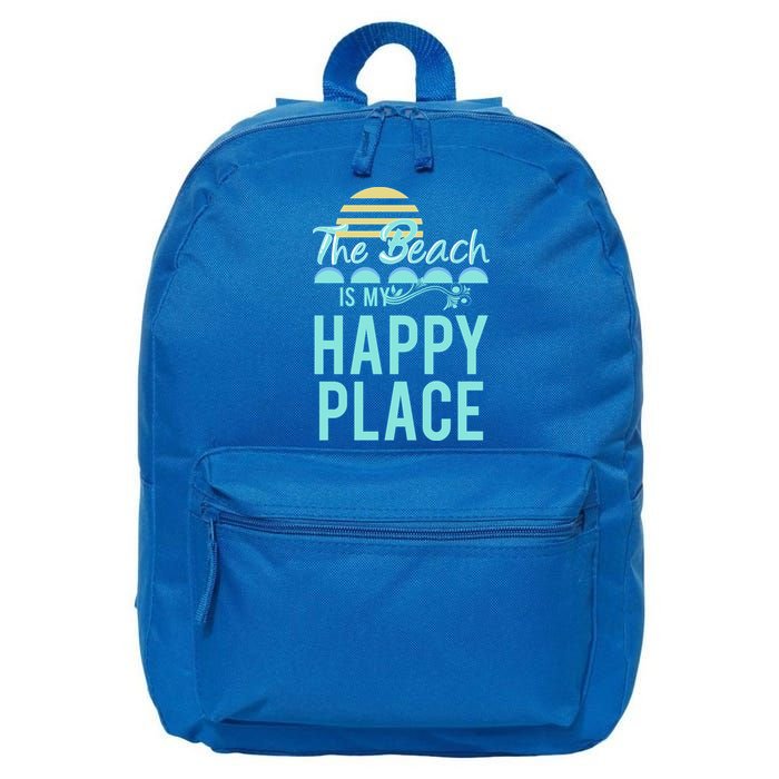 The Beach Is My Happy Place Design Cute Gift 16 in Basic Backpack