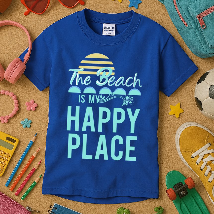 The Beach Is My Happy Place Design Cute Gift Kids T-Shirt
