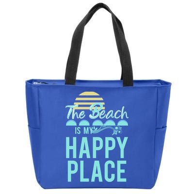 The Beach Is My Happy Place Design Cute Gift Zip Tote Bag