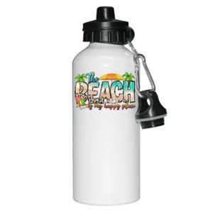 The Beach Is My Happy Place Vacation Summer Aluminum Water Bottle