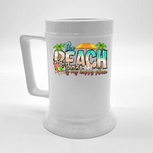 The Beach Is My Happy Place Vacation Summer Beer Stein