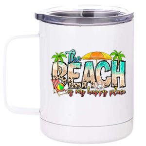 The Beach Is My Happy Place Vacation Summer 12 oz Stainless Steel Tumbler Cup