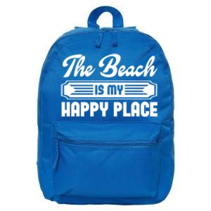 The Beach Is My Happy Place Graphic Tees Funny Gift 16 in Basic Backpack