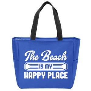 The Beach Is My Happy Place Graphic Tees Funny Gift Zip Tote Bag