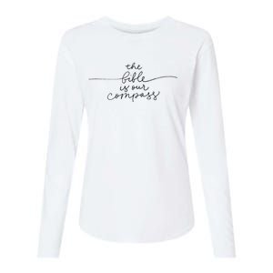 The Bible Is Our Compass Christianity Faith Womens Cotton Relaxed Long Sleeve T-Shirt