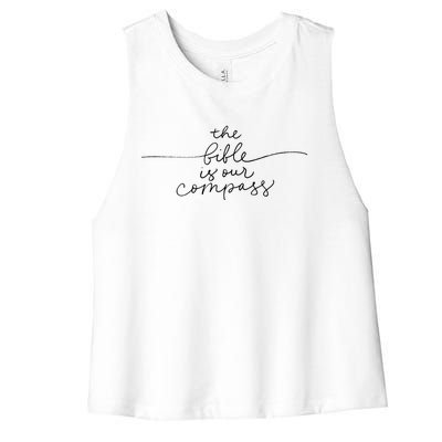 The Bible Is Our Compass Christianity Faith Women's Racerback Cropped Tank