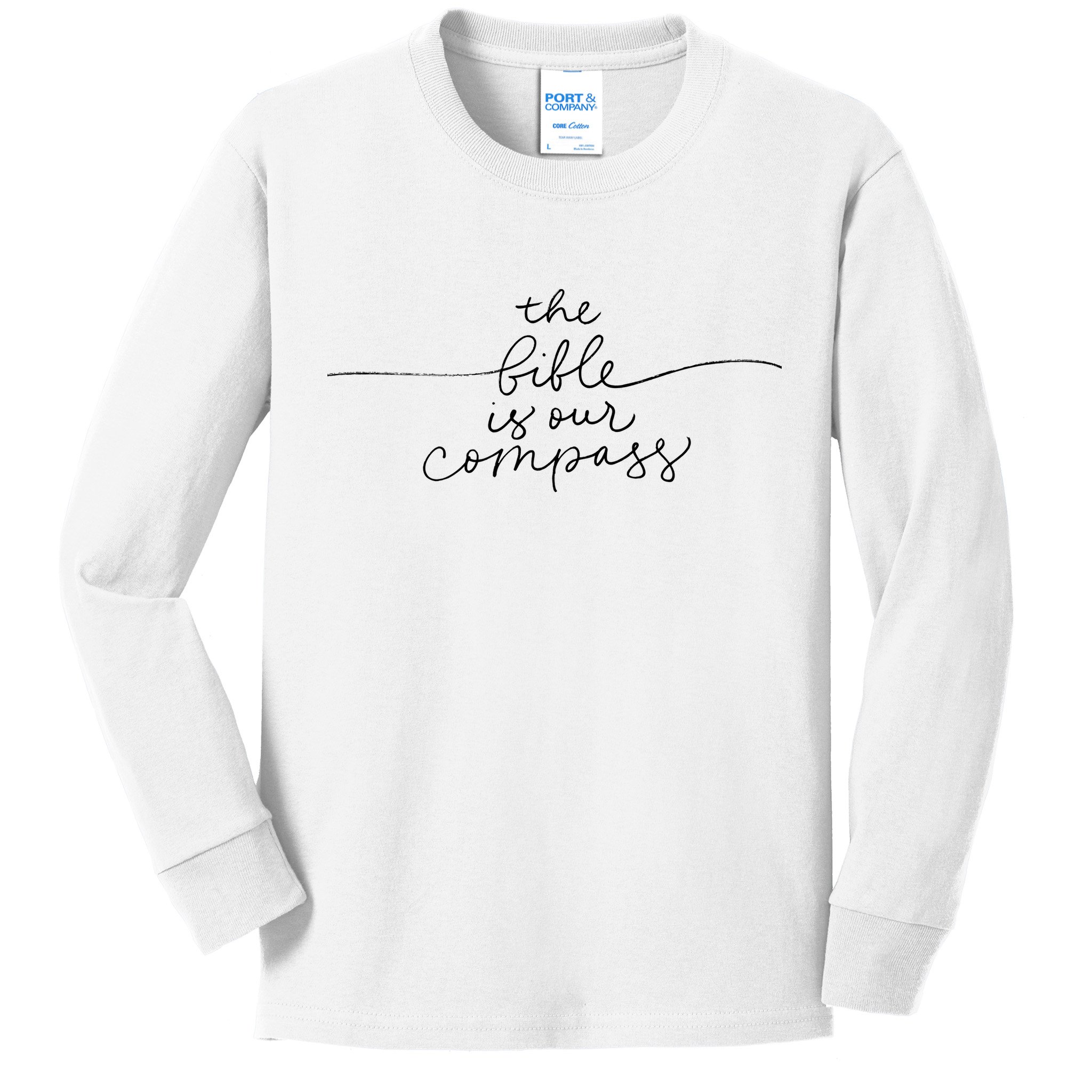 The Bible Is Our Compass Christianity Faith Kids Long Sleeve Shirt