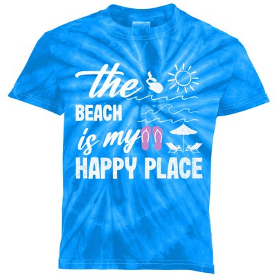 The Beach Is My Happy Place Vacation Family Beach Summer Gift Kids Tie-Dye T-Shirt